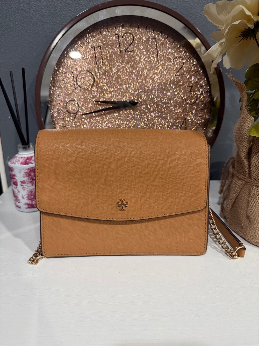 Tory Burch Crossbody Bag in Tan with Gold Hardware